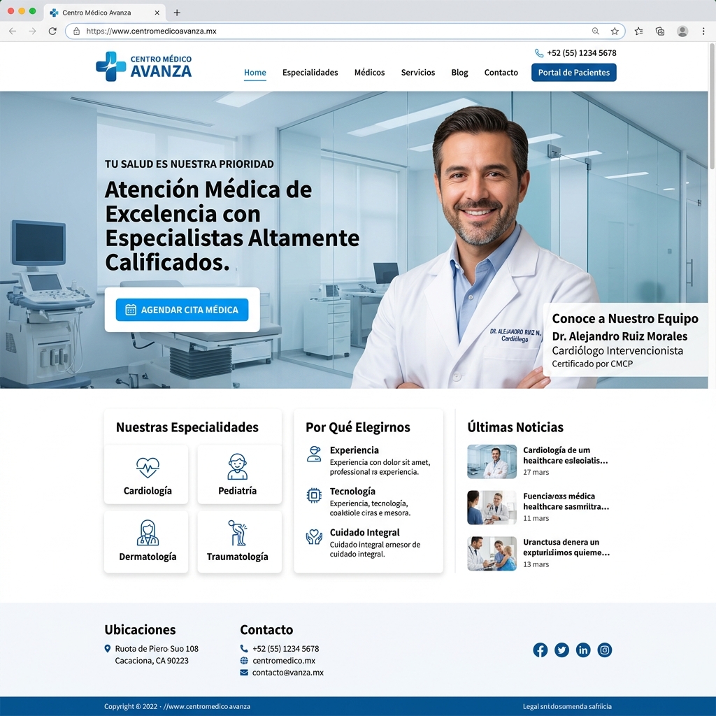 Ejemplo de diseño Web Express para Clínica Odontológica & Médica