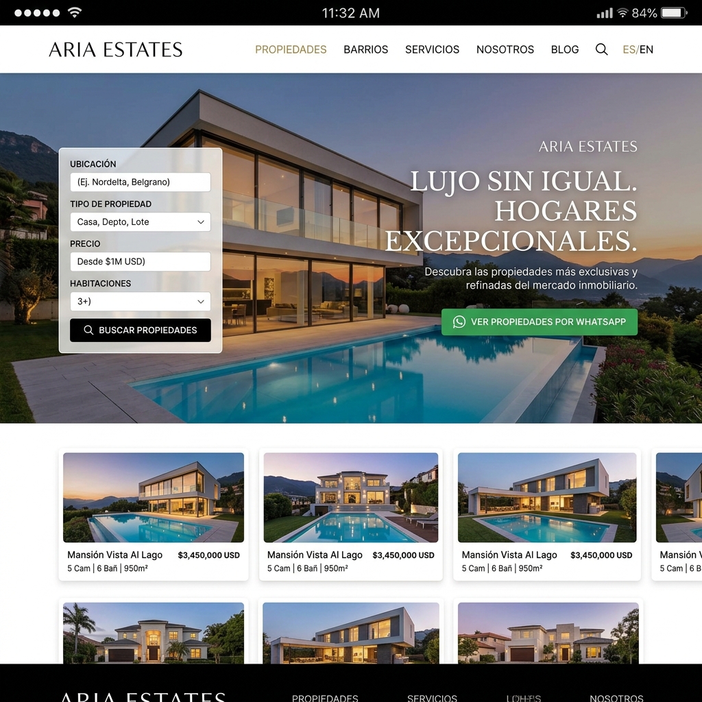 Ejemplo de diseño Web Express para Agencia Inmobiliaria & Propiedades